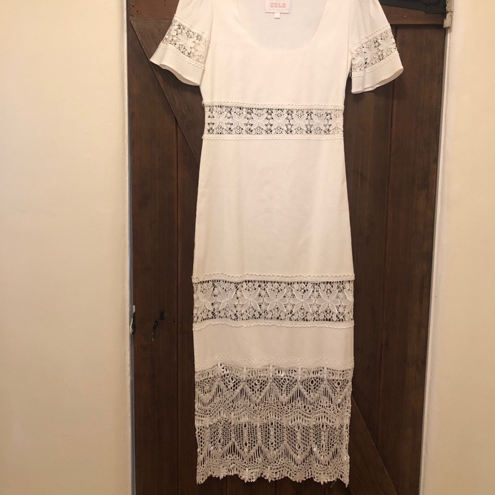 Stone Cold Fox White Lace Midi Dress